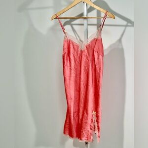 Victoria’s Secret Coral Pink Lace Trim Slip Dress – Size L